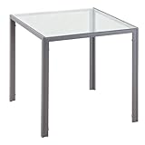 HOMCOM Esszimmertisch 75 x 75 cm, Quadratischer Küchentisch für 4 Personen, Esstisch aus Hartglas mit Metallbeine, moderner Tisch für Küche, Esszimmer und Wohnzimmer, Grau