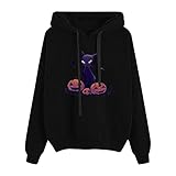 riou Kapuzenpullover für Damen, Herbst, Winter, große Größen, lässig, warm und flauschig, Oberteil, Pullover, Sportpullover, modisch., *042-negro, XXL