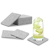 30 Set LAINIKE Filzuntersetzer Eckig Glasuntersetzer Untersetzer Filz Untersetzer Gläser Quadratische Glasuntersetzer Waschbarer Rutschfester Hitzebeständiger für Tassen Tisch Bar Getränke(grau)