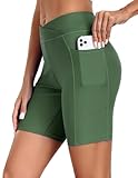Ekouaer Damen Badeshorts Schwimmen Boardshorts Badehose Schnell Trocknend Bikini Shorts High Waisted Trunks mit Liner Taschen Armeegrün M