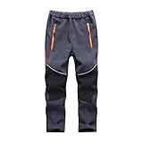 Toomett Schnee-Cargohose für Jungen, Mädchen, Kinder, Outdoor, Fleece-gefüttert, Softshell-Hose, Wandern, Angeln, Ski, isolierte Hose, GRAU, 6-7 Jahre
