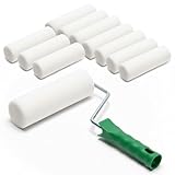 ToolSpace 10x Lackierwalze 15cm mit Griff Superfein Schaumstoffrolle 50 kg/m³ Schaumstoff Dichte Lacke Lasur Acryl Lösungsmittelbeständig Nicht-Aggressive Malerrolle Lackrolle Feinarbeiten Türen Möbel