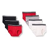 Amazon Essentials Herren Baumwoll-Slip ohne Etikett, 7er-Pack, Grau/Rot/Weiß, M