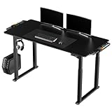 ULTRADESK Uplift Schreibtisch für Spieler - Gaming Tisch Stahlkonstruktion - Platz für DREI Monitore - Elektrische Höheneinstellung - mit RGB-LED - Inklusive Zubehör - 176 x 75 cm - Schwarz