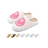 Artminzo Smiley Face Slippers Damen Herren, Winter Warme Flauschige Plüsch-Hausschuhe, rutschfeste Leichte Weiche Pantoffeln Zuhause, Retro Slip-On Kuschelige Schlappen,B-38/39EU