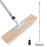 BAODBF Drahtbesen mit Stiel 160cm,Straßenbesen aus Edelstahl,30cm Stahldrahtbesen,Robust Stahlbesen,Drahtbürste zur Moosentfernung mit Stiel,Metallbesen für Terrasse,Deck,Garten,Dusche,Wand