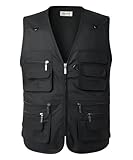 KTWOLEN Herren Outdoor Weste Leicht Atmungsaktiv Anglerweste mit Mehreren Taschen Freizeit Camping Jagd Fischen Fotografie Weste Ärmellos Angeljacke mit Reißverschluss, Schwarz, 5XL