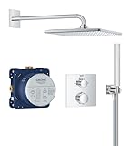 GROHE Precision 310 - Duschsystem (310mm Kopfbrause mit 1 Strahlart, Handbrause 1 Strahl, Universal-Einbaubox, 150cm Brauseschlauch), eckig, chrom, 34881000