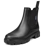 HAGOT Gummistiefel Damen, Chelsea Gummistiefel, Wasserdicht Winddicht, Schwarz, EU40