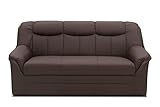DOMO. collection Sofa Berlin, Leder, klassisches 3er Sofa, Polstergarnitur mit weichem Kunstleder und hochwertigem Federkern, 3 Sitzer 178 x 90 x 89 cm (BxTxH), Mokka braun