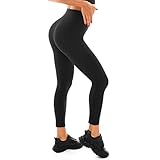 Walifrey Leggings Damen, High Waist Leggings für Damen Opak Leggings 1 Packung Schwarz LXL