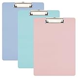 Klemmbrett A4,3 Stück Klemmbrett aus Karton mit Folie,Clipboard mit moderner Klemmer zur Aufbewahrung von Papier,Farbiger Klemmbrett Zwischenablage für Notizen,Formulare (Blau+Pink+Grün, A4)