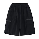 RegaliaKun Baggy-Shorts, Baggy-Cargo-Shorts mit Taschen, Unisex, Vintage, Grunge Harajuku, Y2k, Punk, Alt, Bermuda, Streetwear, Schwarz , XXL