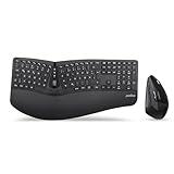 Perixx Periduo-605, Kabellose Ergonomische Tastatur und Vertikale Maus Desktop Set, Geteiltes Tastenfeld, 4-Wege-Scrollrad, Anpassbare Handballenauflage und Flachen Tasten mit Vertikalmaus