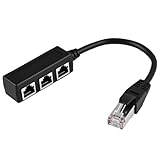 Ethernet-Splitter, RJ45 Ethernet-Splitter, 1 Stecker auf 3 Buchsen, LAN-Splitterkabel, RJ45-Netzwerk-Splitter, für Super Cat5, Cat5e, Cat6, Cat7 LAN-Anschlüsse, Schwarz
