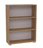 Bracia Mebelek Regal Goldene Eiche 80 cm Breit - Bücherregal Holz – Büromöbel 80x30x106cm – Bücherschrank 3 Fächer – Büro Ordnerregal