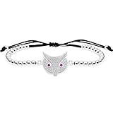 Vivaday Personalisierbares Eulen-Perlenarmband, verstellbar, elegant, Strang, modische Glücksarmbänder für Damen, Messingperlen mit Symbol der Weisheit und Einsicht, YA4927, M, Messing, Zirkonia