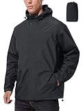 UIQUR Leichte Herren-Regenjacke, wasserdicht, winddicht, verstaubar, mit Kapuze, für Golf, Laufen, Wandern, Reisen, Schwarz, M
