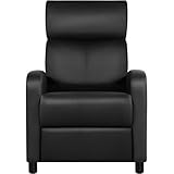 Yaheetech Relaxsessel Fernsehsessel Einzelsofa Ruhesessel mit Verstellbarer Beinablage Liegesessel aus Kunstleder Schwarz