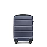 KONO Handgepäck Koffer Klein Reisekoffer Leicht Hartschale Rollkoffer mit TSA Schloss und 4 Rollen, Koffer M Grösse 55x38x20cm, 33Liter (Kabinentrolley Handgepäck, Dunkelblau)
