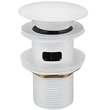 Antfly Ablaufgarnitur Waschbecken mit Überlauf, Ablaufventil Abflussgarnitur, Pop Up Ventil,Universal Ablaufgarnitur für Waschbecken und Waschtisch (Weiß)