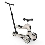 Scoot & Ride Highwaykick 1 Push and Go – Laufrad & Kinderroller 2in1 mit Schiebestange, höhenverstellbar, ab 1 Jahr, mit Safety Pad & Fußrasten, Farbe: Ash