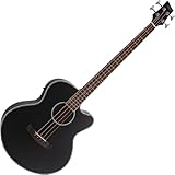 Classic Cantabile Jumbo Akustik Bass mit Tonabnehmer - 4 Saitige Bassgitarre - Jumbo mit Cutaway - Fichtendecke, Mahagoni-Korpus, Mahagoni-Hals, Palisander-Griffbrett - Farbe & Finish in Schwarz Matt