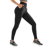 Sanpetix Sport Leggings mit Taschen Damen, High Waist Sporthose Damen Lang Schwarz 1 Pack SM