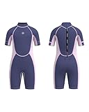 Jsnorklet Neoprenanzug für Mädchen, mit 3 mm Reißverschluss hinten, zum Tauchen, hält warm in kaltem Wasser zum Schwimmen, Schnorcheln, Surfen