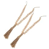 ULTECHNOVO 2Stücke Handgefertigte Vorhangbinder mit Holzperlen Boho Raffhalter aus Dekorative Vorhangseile für Wohnzimmer Schlafzimmer und Elegant und Vielseitig