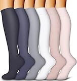 Kompressionsstrümpfe für Frauen und Männer 6-Pack Kupfer Kompressionssocken Zirkulation-beste Unterstützung für Medizin, Laufen, Krankenpflege, Athletik (A-Assorted-1, L-XL)