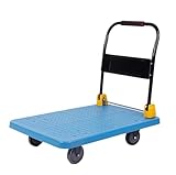TOTIKI Sackkarre Kunststoff-Sackkarre Mit Beweglicher Plattform Und Faltbarem Metallgriff for Büro-Buchhandlung Transportkarre(Blue)