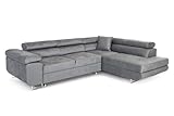 COMFORTINO FURNITURE Ecksofa mit Schlaffunktion PASTI L-Form, Sofa Couch mit Bettkasten, 3-Sitzer Eckcouch, Schlafsofa für Wohnzimmer, Big Sofa Couch mit Schlaffunktion (Hellgrau, Ottomane Rechts)