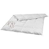 sleepling 197018 leichte Sommerdecke Bettdecke Daunendecke Federdecke | 20% Daunen 80% Federn (Klasse 1, 300 gr.) | Downpass | 100% Daunen-Batist | Made in EU | Waschbar 60 Grad | 135 x 200 cm, weiß