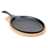 Große Gusseisen-Bratpfanne, gleichmäßiges Erhitzen von Kochgeschirr mit Holztablett, Gusseisen-Bratpfanne, Antihaft-Pfannen-Set – für Zuhause, Grill, Grill, Grill, Fleisch, Steak, Fisch, Familie