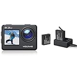 WOLFANG Action Cam GA200 4K24MP with 32GB& Batterieladegerät Set