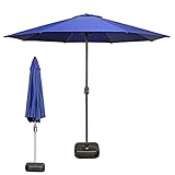 CWCQGH Sonnenschirme Gartenschirm Sonnenschirm Outdoor Markt Tischschirm Für Terrasse, Deck, Balkon, Veranda, Hinterhof Poolrand 9 Fuß Gartenrasenschirme Mit Sockel Inklusi,Blue-A