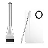 JJUNW Make up Palette, 3 Stück Edelstahl Make Up Mischpalette Set mit Spatel und Foundation-Pinsel, Kosmetische Mischpalette zum Mischen von Foundation