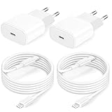 iPhone Ladegerät Ladekabel Original Apple MFi Zertifiziert für iPhone 14 13 12 11 Pro Max Plus Xs Xr SE 8 iPad, 4Pack 25W USB C Schnellladegerät Schnellladekabel Lightning Kabel Netzteil Power Adapter