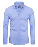 DEMEANOR Hemd Herren Langarm Businesshemden für Herren Slim Fit Business Bügelleichtes Hemden Freizeithemd