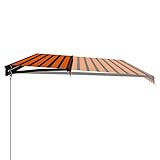 Srifurny Garten Einziehbare Markise Handbetrieben 600x300 cm Orange und Braun Outdoor Markise Wasserdicht Balkon Sichtschutz Außenmarkise Sonnenschutz für Cafes und Restaurants