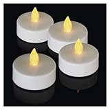 EMOS LED-Teelichter, 4 Stück flammenlose weiße Kerzen mit Flacker-Effekt, Dekoration für Weihnachten, Allerheiligen, Partys, IP20 für Innen, mit Batterie, Vintage-Warmweiß