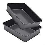 ChengChengJin Kastenform mit Antihaftbeschichtung, rechteckig, Karbonstahl, zum Backen von Brot, Hackbraten und Kuchen, 26 x 19 x 6 cm, 2 Stück