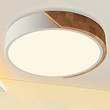 NICEME Led Deckenlampe Holz 24W,Neutrales Licht 4500K Led Deckenleuchte,Led Lampen Deckenlampen Für Wohnzimmer Schlafzimmer Badezimmer Balkon Flur Keller Ø30Cm