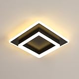SENQIU Deckenlampe Modern LED, LED Deckenleuchte Schwarz 30W 3375LM, Wohnzimmerlampe Quadratisch Design, Deckenbeleuchtung Acryl für Schlafzimmer Badezimmer Küche Flur, 3000K Warmweiß
