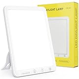 Tageslichtlampe 10000 Lux, Tageslichtleuchte mit Memory Funktion, 6 Timer, 3 Lichtfarben, LED Sonnenlicht Daylight Lampe mit Stufenlosem Dimmer, 90° Halterung, UV-frei Vollspektrumlampe