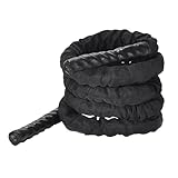 POWRX Battle Rope für Kraft und Ausdauertraining - 3-Kern Gedrehtes Design Sportseil - Trainingsseil Fitness zur Verbesserung der Körperlichen Leistungsfähigkeit - Handlich Fitness Seil