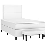 MOBCANT Boxspringbett mit Matratze, Bettsystem Futonbett Doppelbett Familienbett Geeignet für Gästezimmer Schlafzimmer Hotel Wohnungen Weiß 120x190 cm Kunstleder