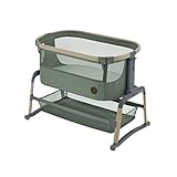 Maxi-Cosi Iora Air Beistellbett Baby, Co-Sleeper mit Allround-Netzgewebe, 0–6 Monate (9 kg), Schaukelmodus, 4 Neigungs- & 5 Höhenstufen, Leichtes Schieben, Leicht zu Tragen, 2 Räder, Beyond Green