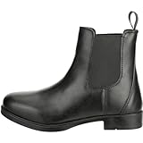 RL24 - Jodhpur Reitstiefelette soft | Kinder Stiefeletten | mit Elastikeinsatz & Pull-On | wasserdichte Chelsea Boots aus Kunstleder | schwarze Reitschuhe | Größe 32